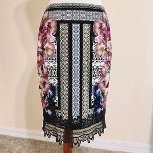 Antonio Melani Black Floral Midi Skirt 6